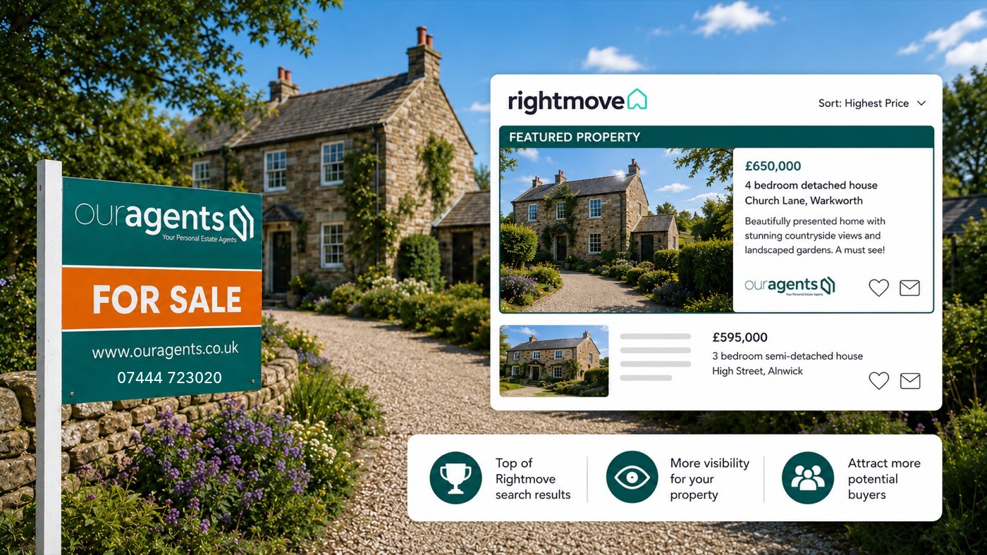 Our Agents Featured Property listing at the top of Rightmove search results — included in the £1,299 selling package