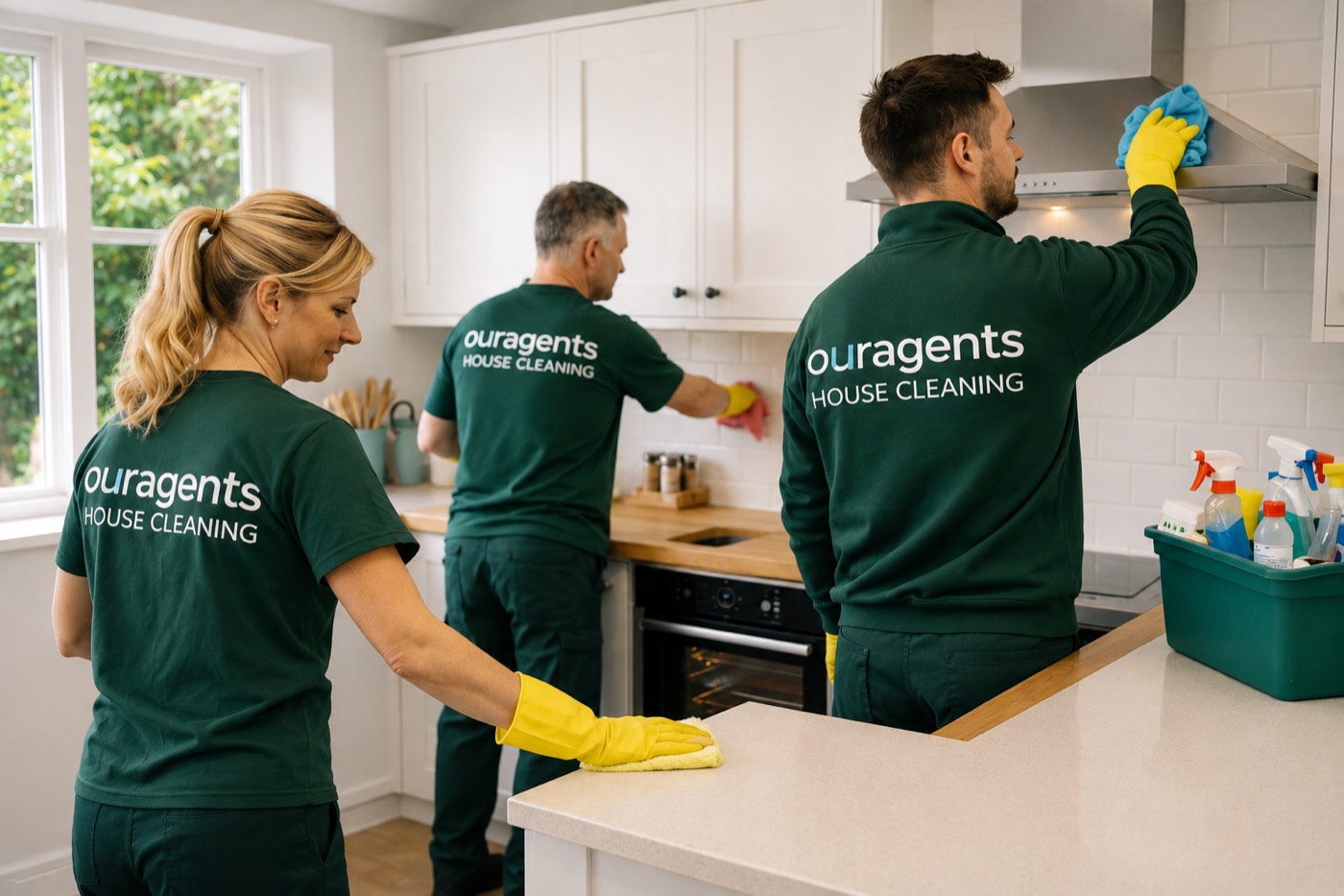 Our Agents house cleaning team deep-cleaning a kitchen ready for property marketing