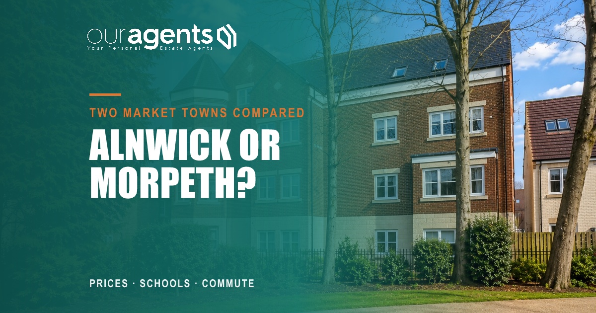 Alnwick and Morpeth town centres, Northumberland market towns compared
