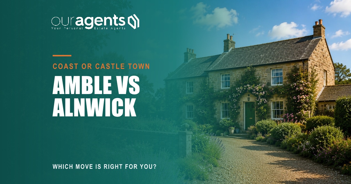 Stone Northumberland property with cottage garden, representing the Amble and Alnwick housing market