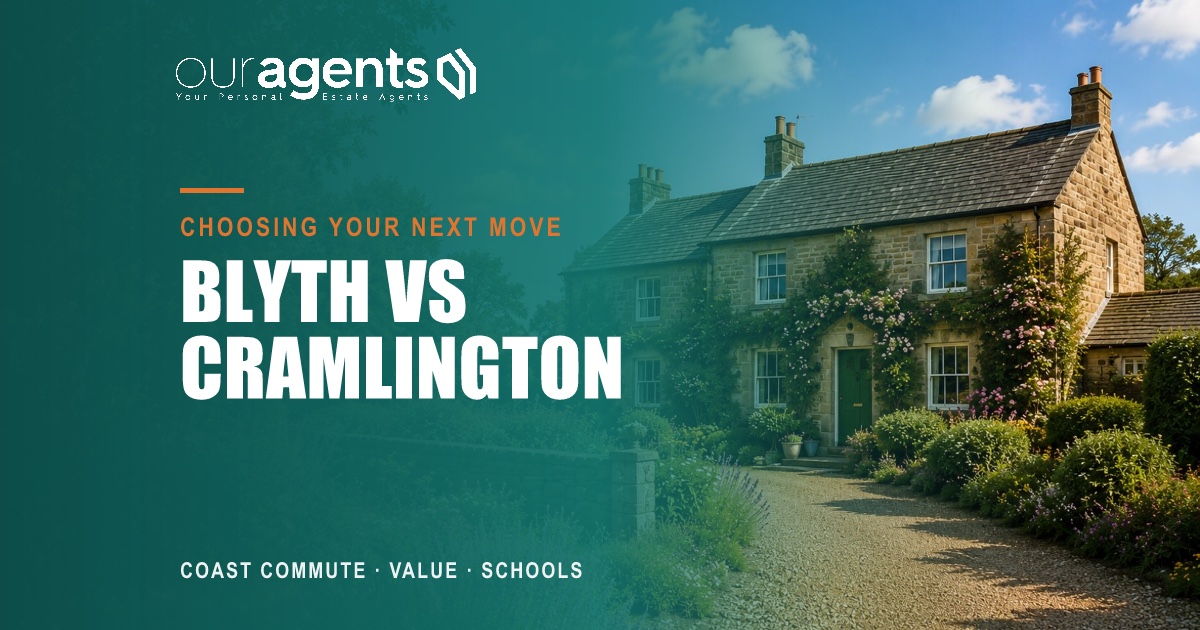 Blyth beach and Cramlington town centre, south-east Northumberland compared