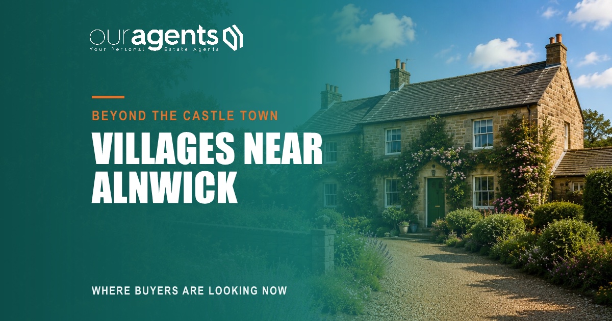 Stone village house with a mature garden in the countryside near Alnwick, Northumberland