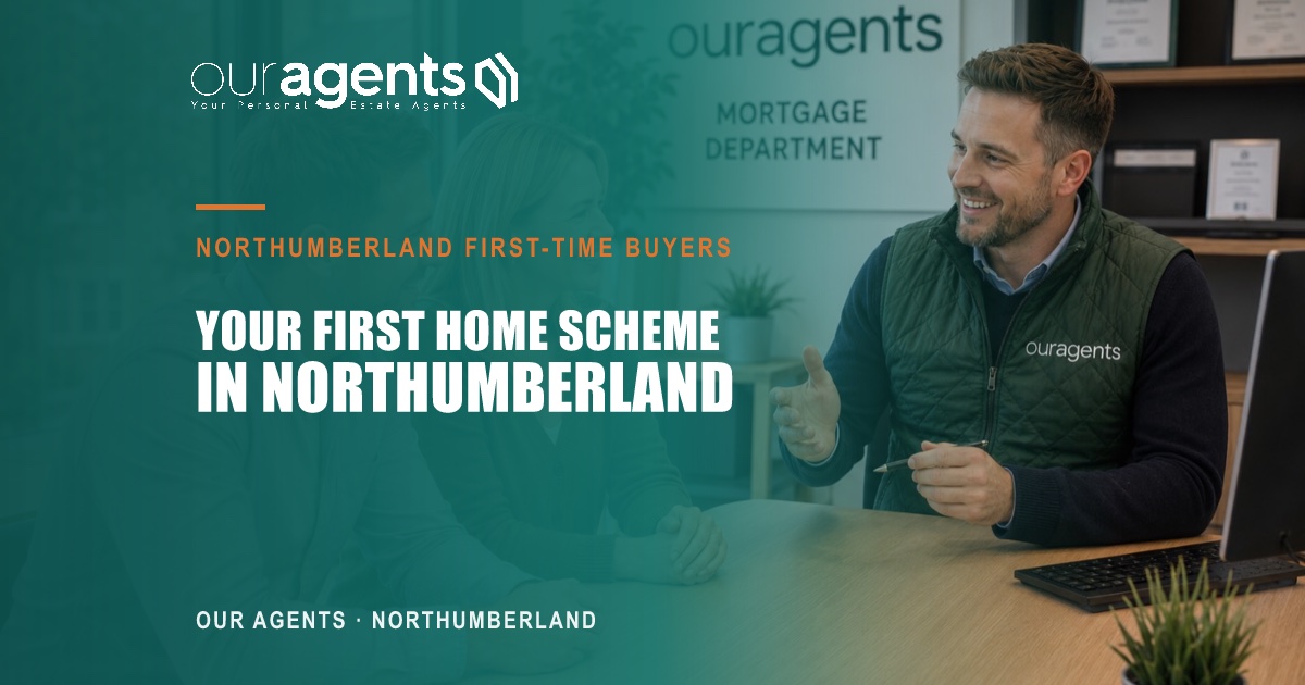 Stone house and garden in Northumberland, illustrating first-time buyer homes